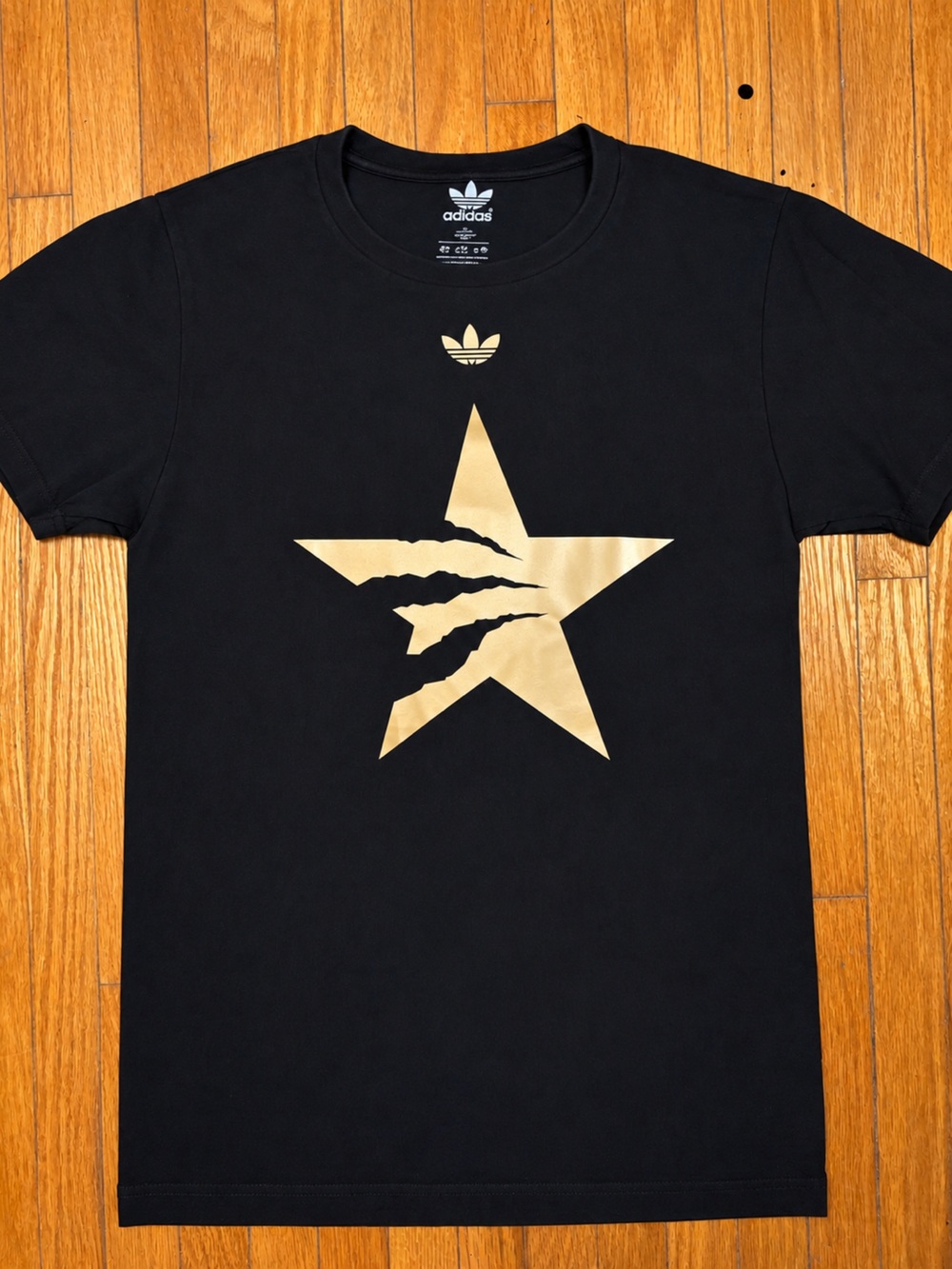 adidas Black Tee with Gold Star Claw Graphic